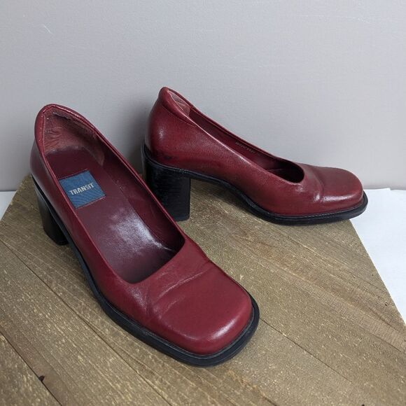 Red leather Chucky loafers, vintage 90s leather shoes transit size 7 - Picture 3 of 10